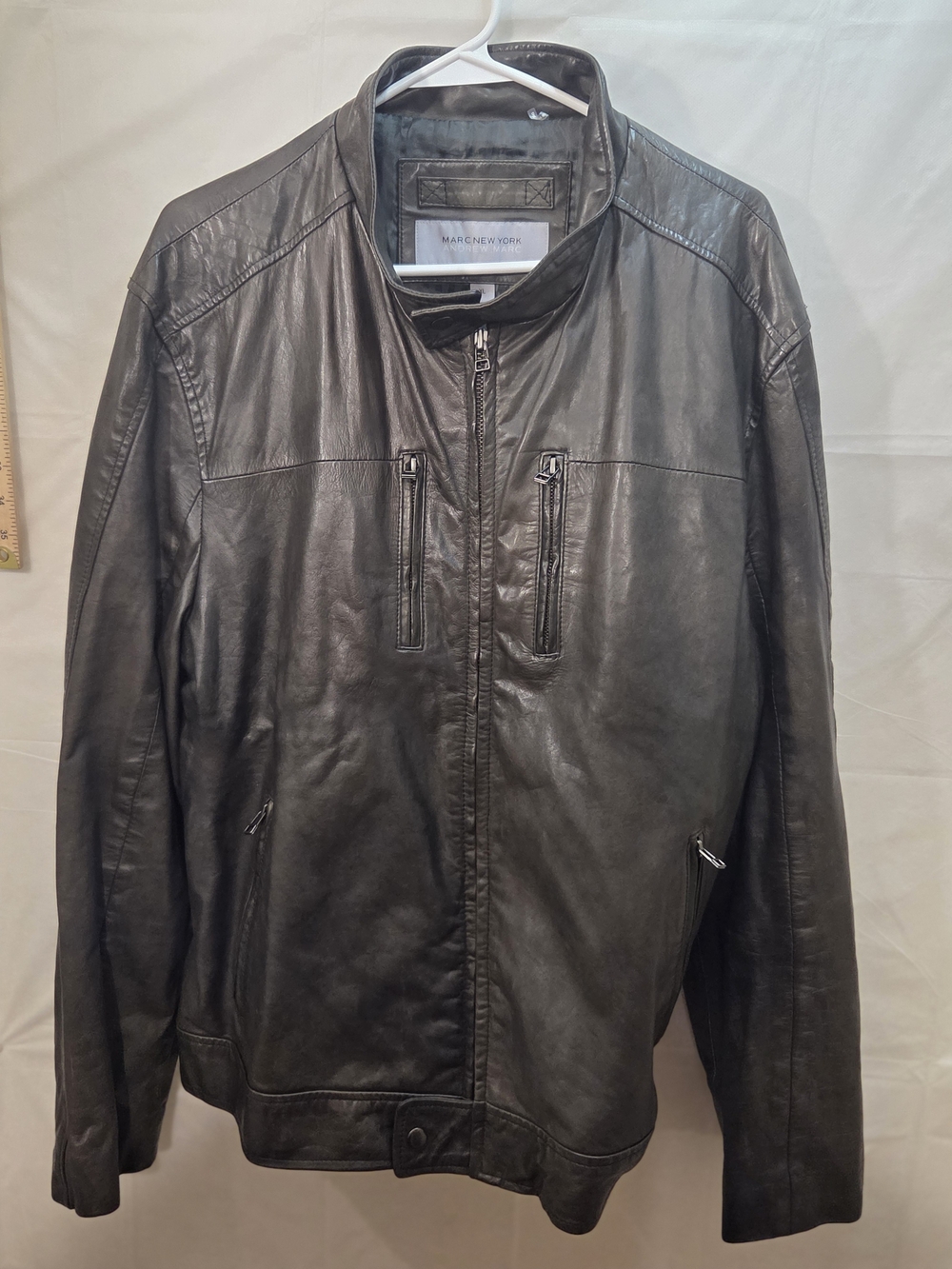 Marc New York Men's Black Leather Zip-Front Jacket